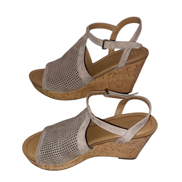 FRANCO SARTO Canyon Taupe Synthetic Wedge Cork Heel Size 11M - Picture 4 of 7